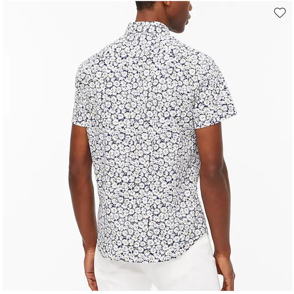 NWT J. Crew Men's Navy & White Short-Sleeve Floral/Daisy-Print Shirt - SIZE L - Picture 5 of 7